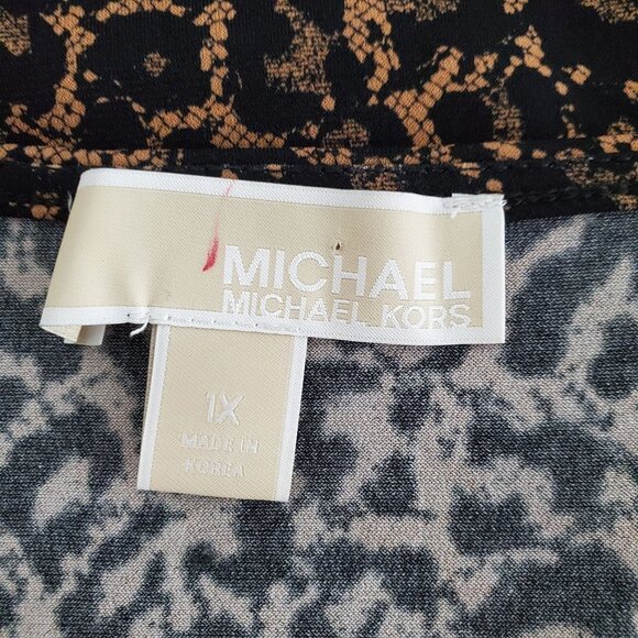 Michael Kors Womens Leopard Print Blouse Size 1X Square Neck Tied Sides Stretchy - Picture 3 of 8